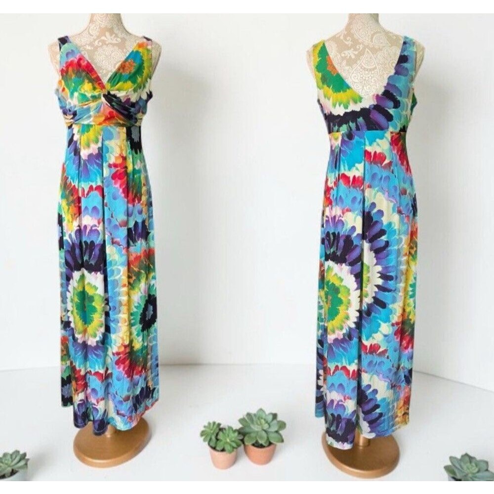 Ronni Nicole Colorful Maxi Sundress Size 10 Boho Gypsy Travel Resort Dress